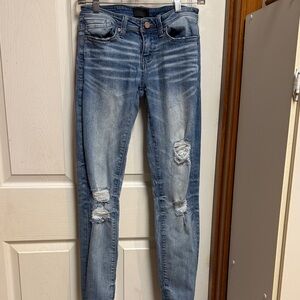 Buckle Blue Distressed Skinny Jeans Ankle Straight Size 25